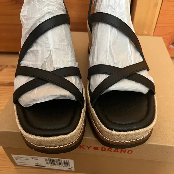 NIB Lucky Brand Black Espadrille Wedge Carolie Sandals Sz 8.5 - Picture 7 of 9